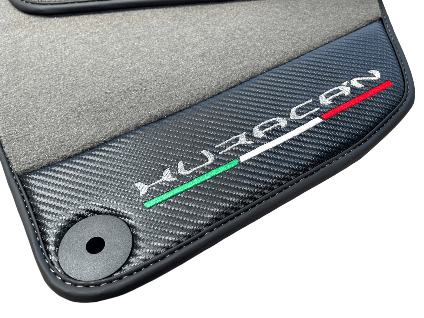Gray Floor Mats for Lamborghini Huracan With Carbon Fiber Leather - AutoWin