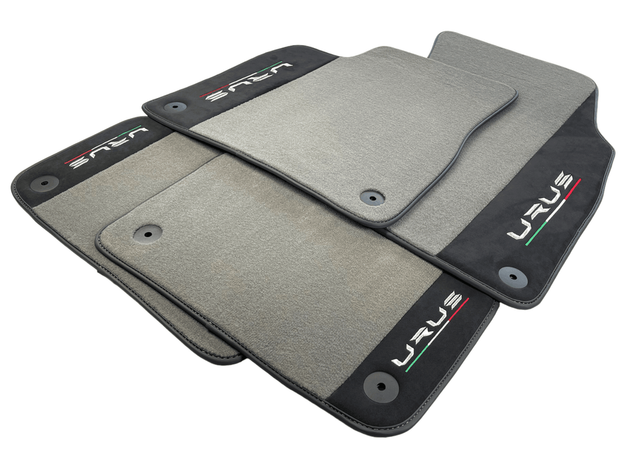 Gray Floor Mats For Lamborghini Urus With Alcantara Leather - AutoWin