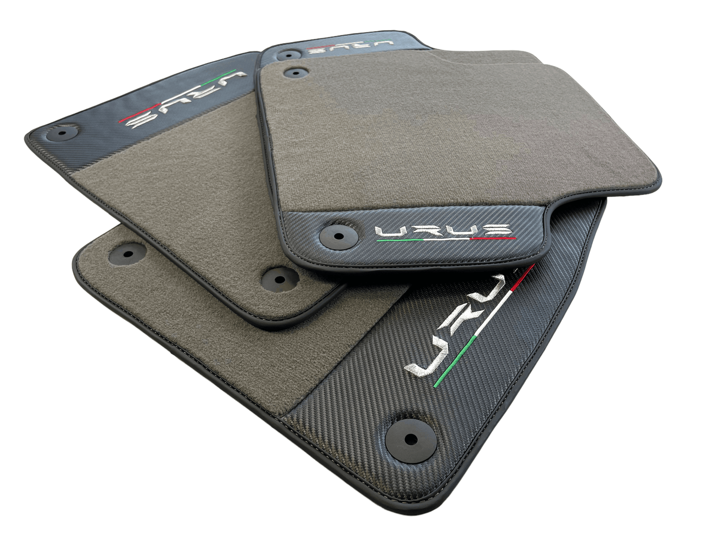 Gray Floor Mats For Lamborghini Urus With Carbon Leather - AutoWin