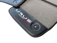 Gray Floor Mats For Lamborghini Urus With Carbon Leather - AutoWin