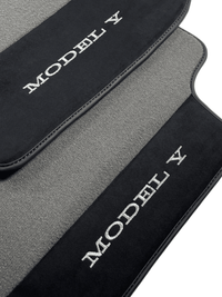 Gray Floor Mats For Tesla Model Y With Alcantara Leather - AutoWin