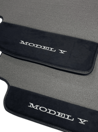 Gray Floor Mats For Tesla Model Y With Alcantara Leather - AutoWin