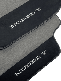 Gray Floor Mats For Tesla Model Y With Alcantara Leather - AutoWin