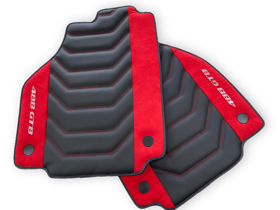 Leather Floor Mats For Ferrari 488 GTB 2015-2022 - AutoWin