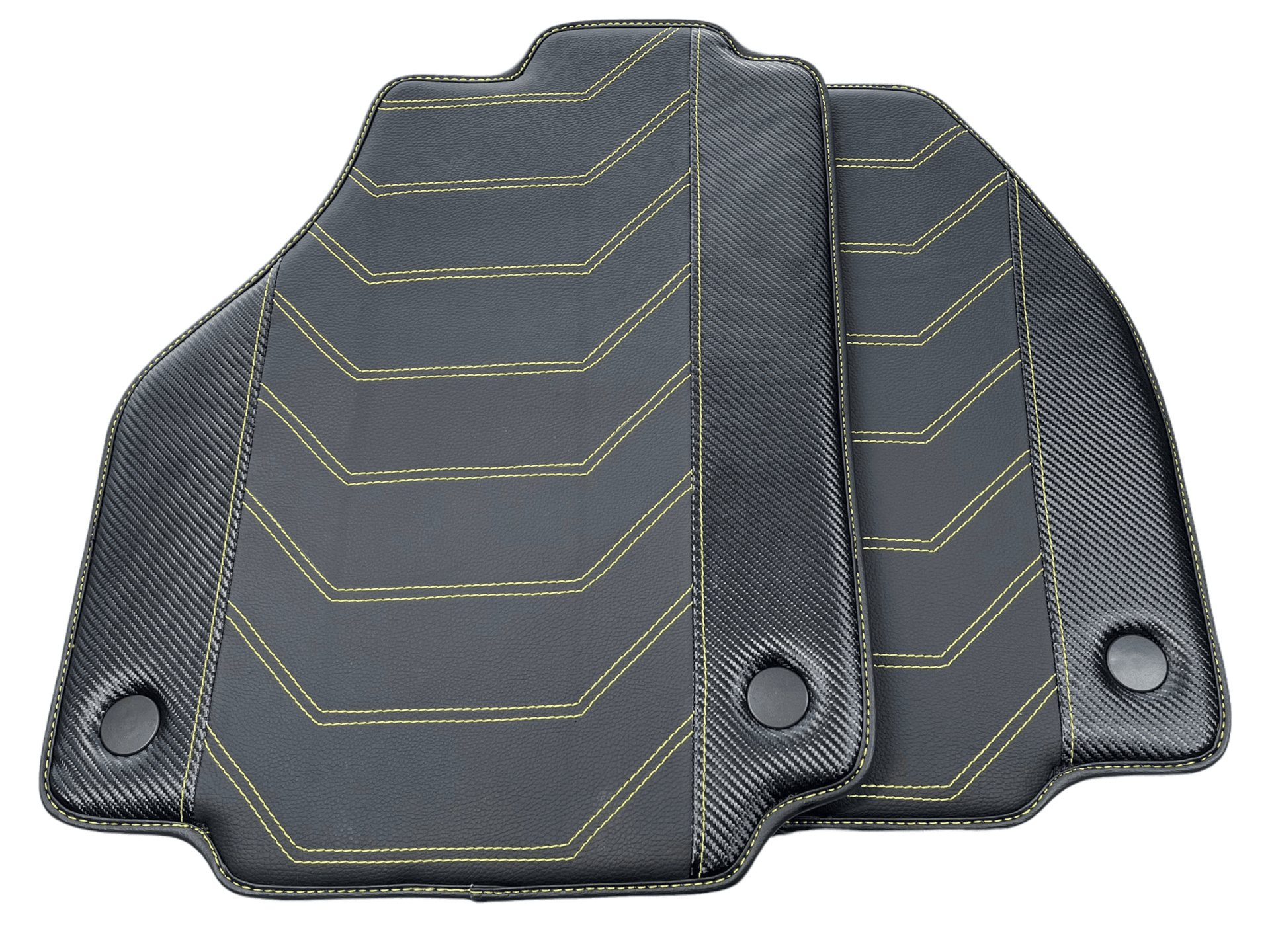 Leather Floor Mats For Ferrari 488 Spider 2016-2022 Yellow Sewing - AutoWin
