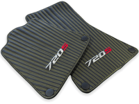 Leather Floor Mats For McLaren 720S Black Tailored Yellow Sewing - AutoWin