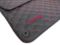 Leather Floor Mats for Porsche Cayenne GTS 2018-2023 Red Sewing - AutoWin
