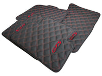 Leather Floor Mats for Porsche Cayenne GTS 2018-2023 Red Sewing - AutoWin