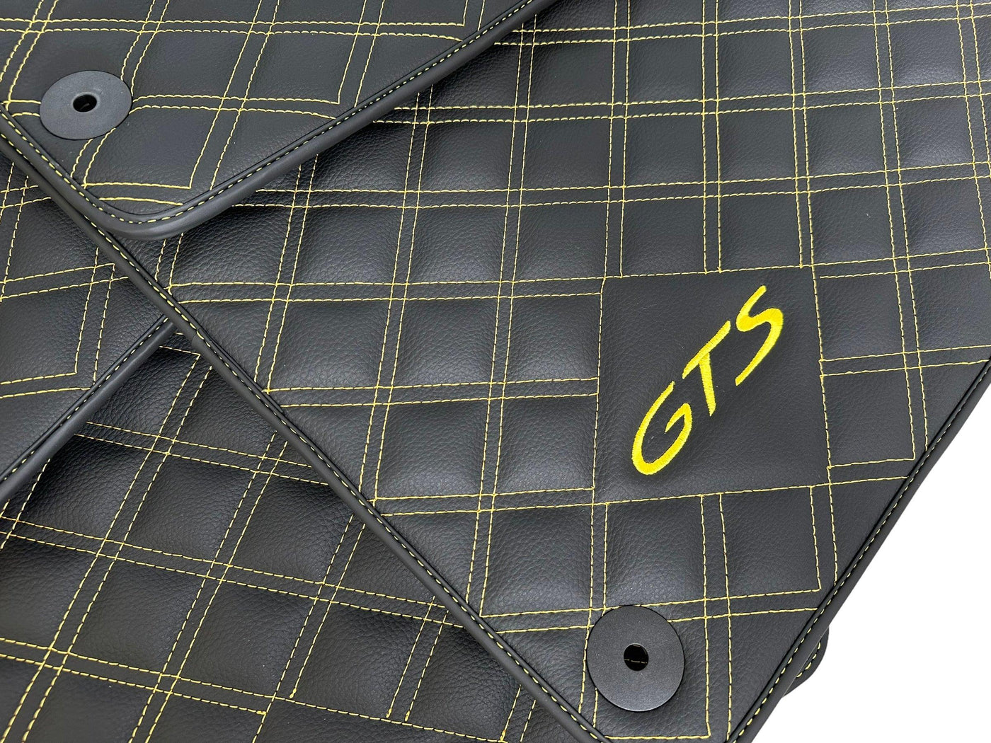 Leather Floor Mats for Porsche Cayenne GTS 2018-2023 Yellow Sewing - AutoWin