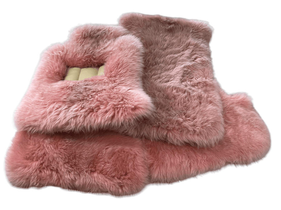 Pink Sheepskin Floor Mats For Rolls Royce Wraith 2013–2023 Er56 Design - AutoWin