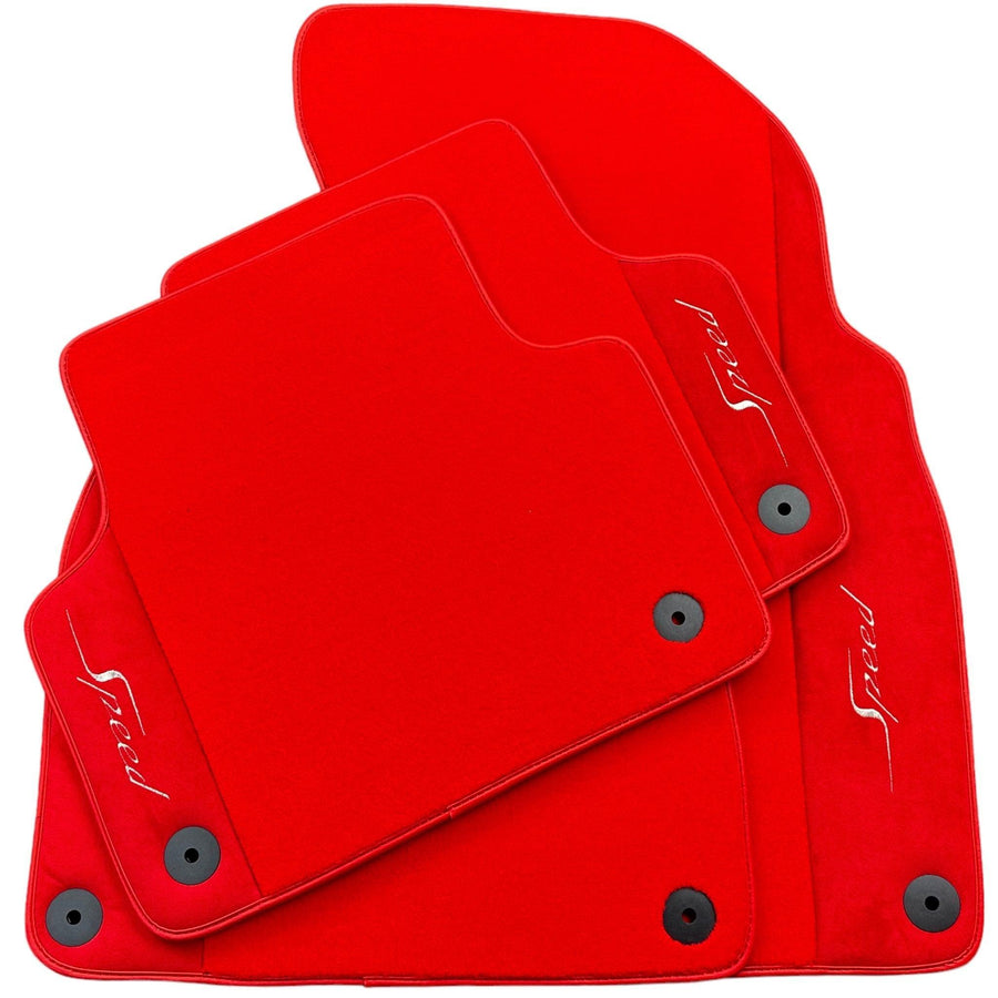 Red Floor Mats For Bentley Flying Spur (2013-2019) with Alcantara Leather - AutoWin