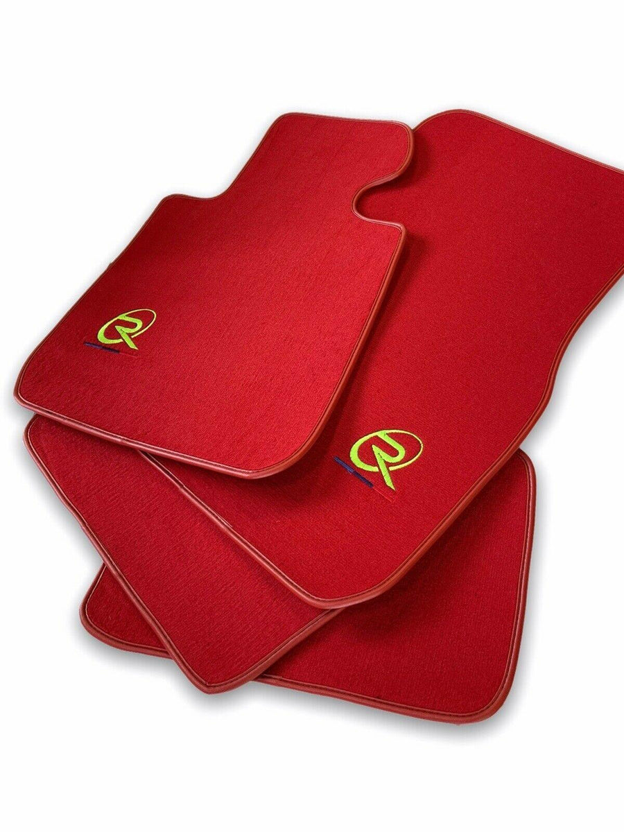 Red Floor Mats For BMW 5 Series G31 Wagon ROVBUT Brand Tailored Set Perfect Fit Green SNIP Collection - AutoWin