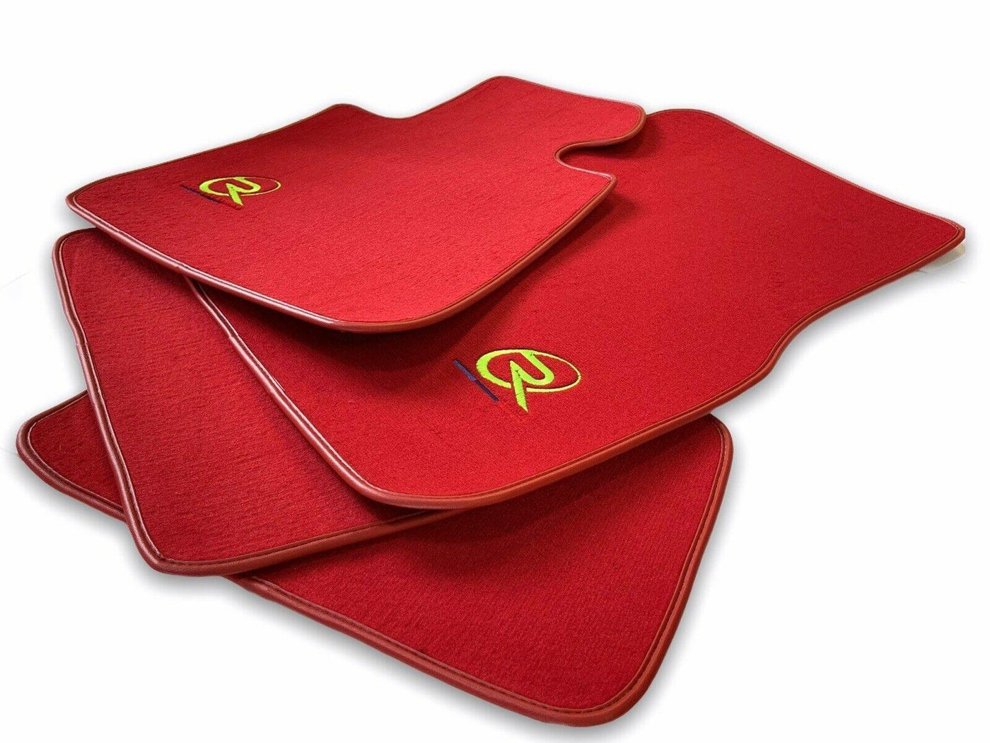 Red Floor Mats For BMW M2 G87 ROVBUT Brand Tailored Set Perfect Fit Green SNIP Collection - AutoWin