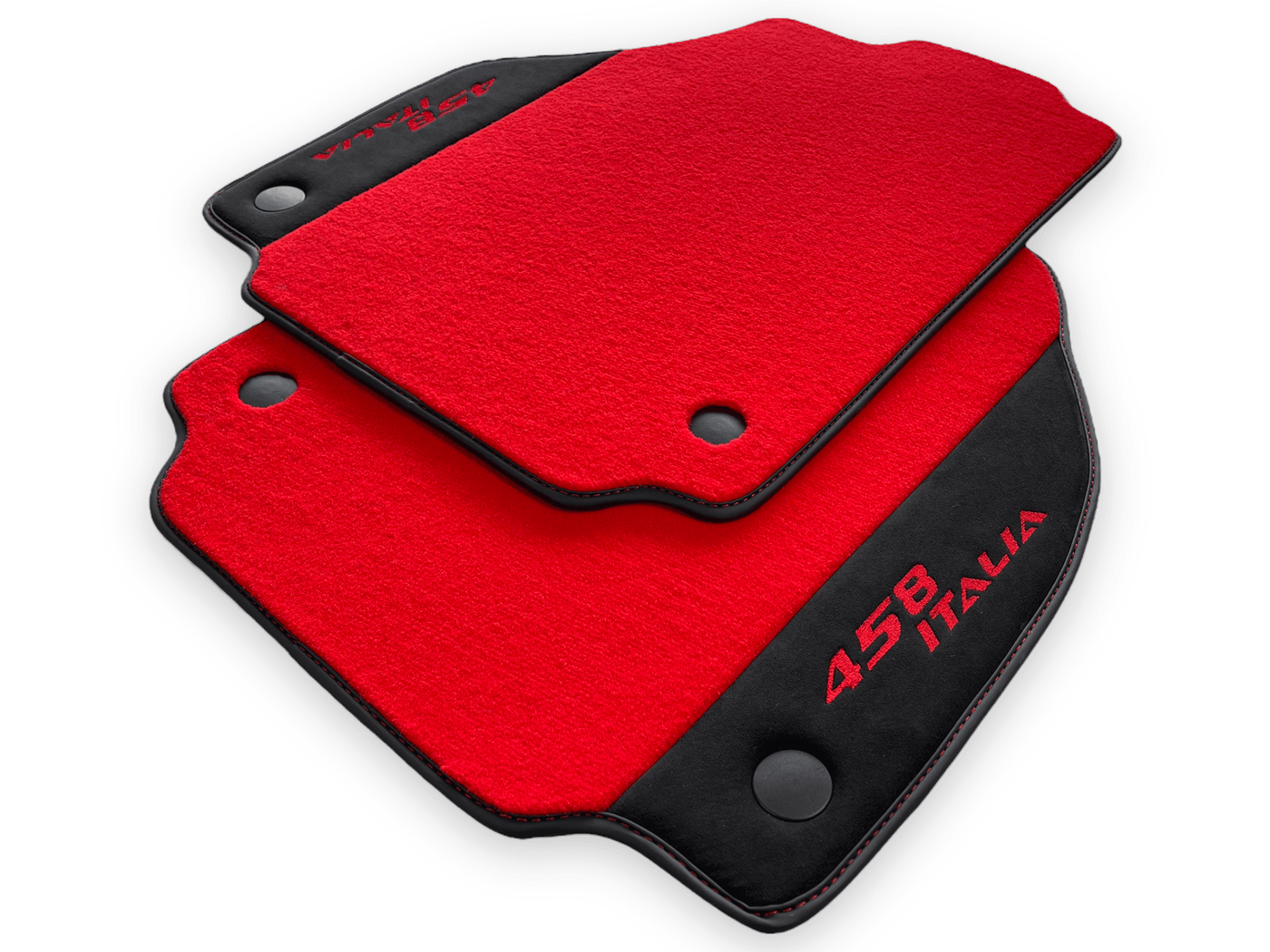 Red Floor Mats For Ferrari 458 Italia 2009-2015 Black Alcantara Leather - AutoWin