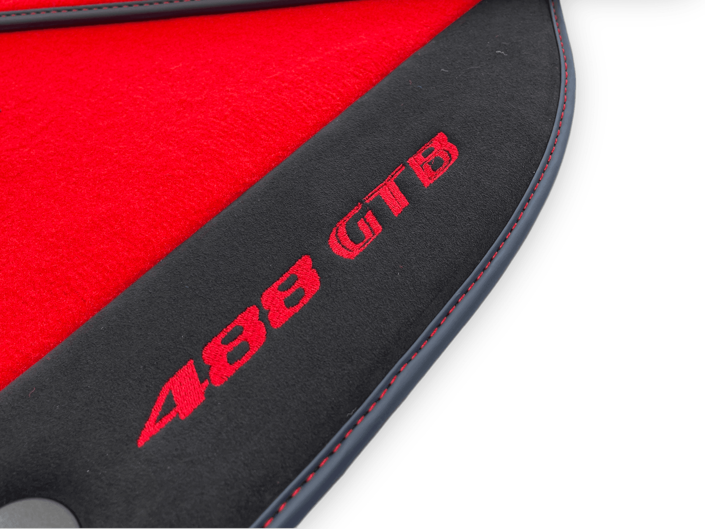 Red Floor Mats For Ferrari 488 GTB 2015-2022 Carpets With Alcantara Leather - AutoWin