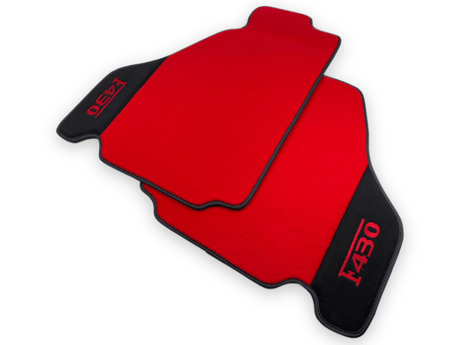 Red Floor Mats For Ferrari F430 2004-2009 With Alcantara Leather - AutoWin
