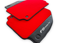 Red Floor Mats For Ferrari F8 Tributo 2019-2022 With Carbon Leather - AutoWin