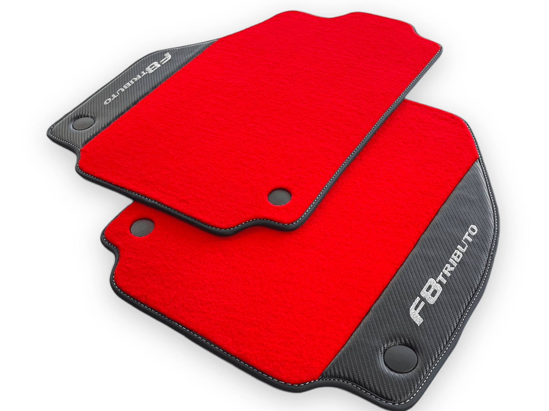 Red Floor Mats For Ferrari F8 Tributo 2019-2022 With Carbon Leather - AutoWin