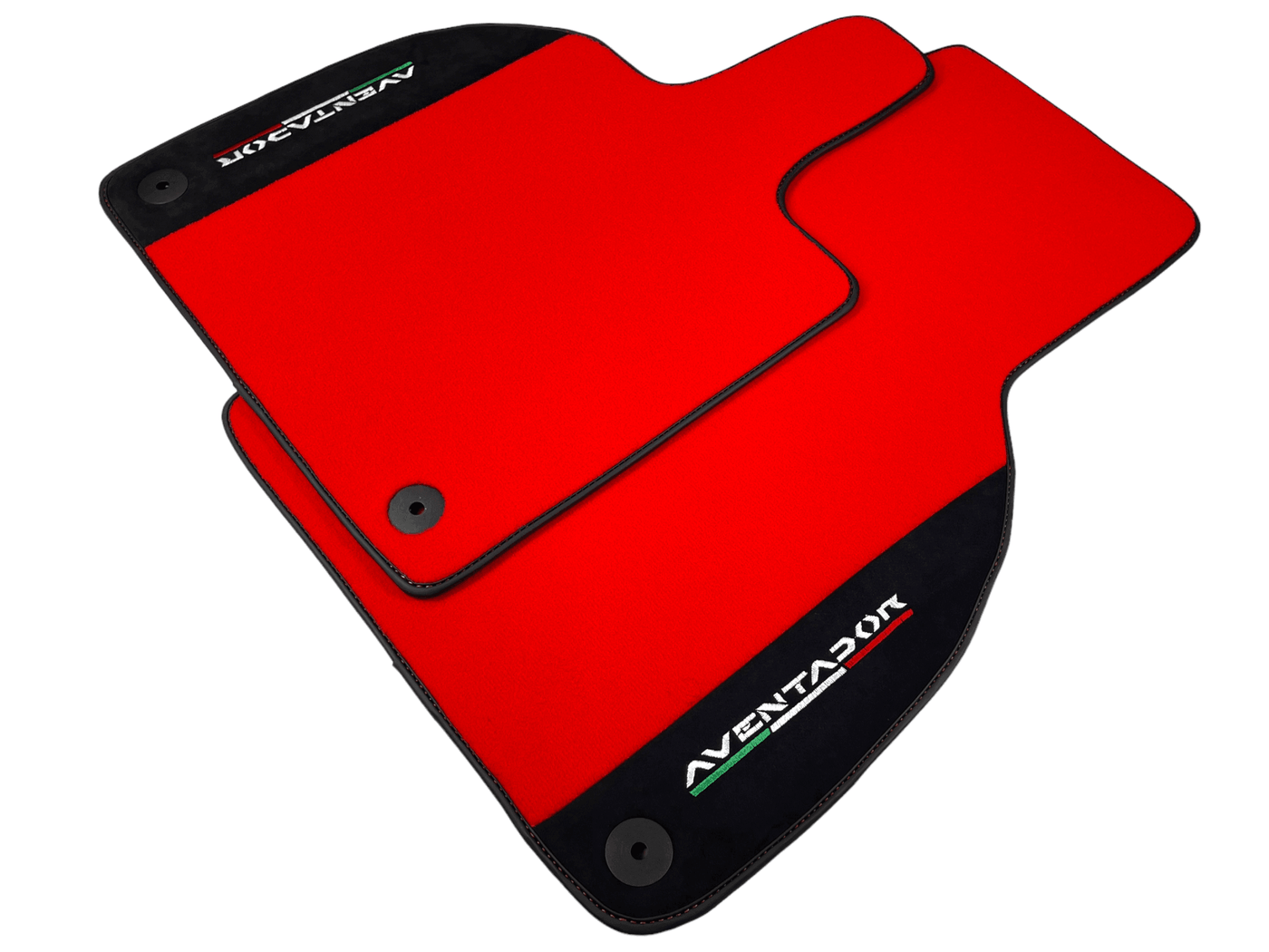 Red Floor Mats for Lamborghini Aventador With Alcantara Leather - AutoWin