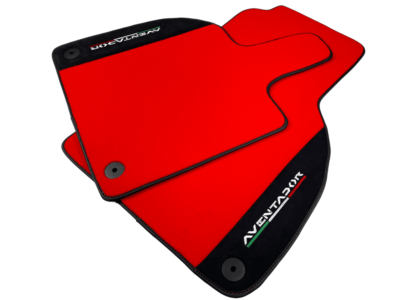 Red Floor Mats for Lamborghini Aventador With Alcantara Leather - AutoWin
