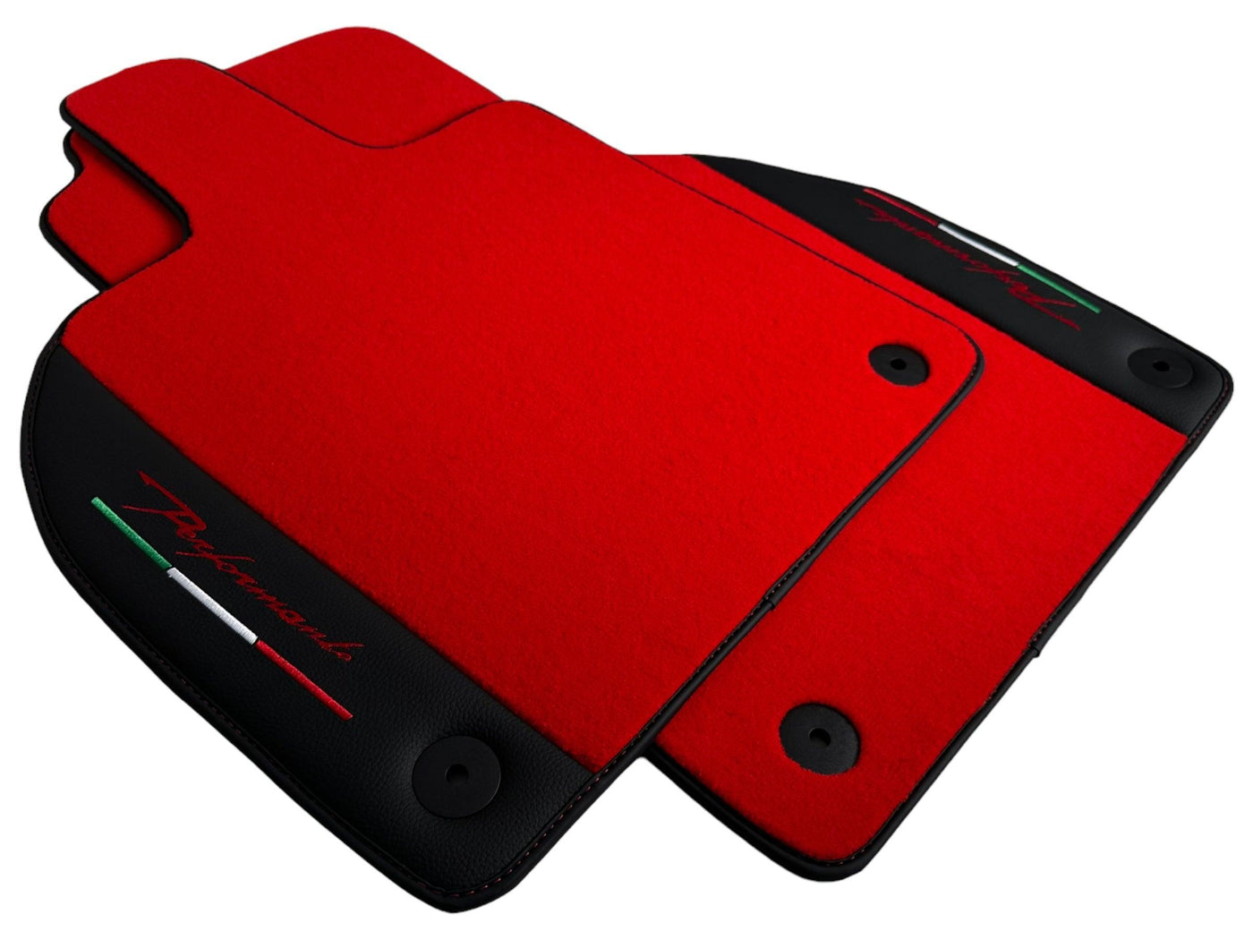 Red Floor Mats for Lamborghini Aventador With Black Leather - AutoWin