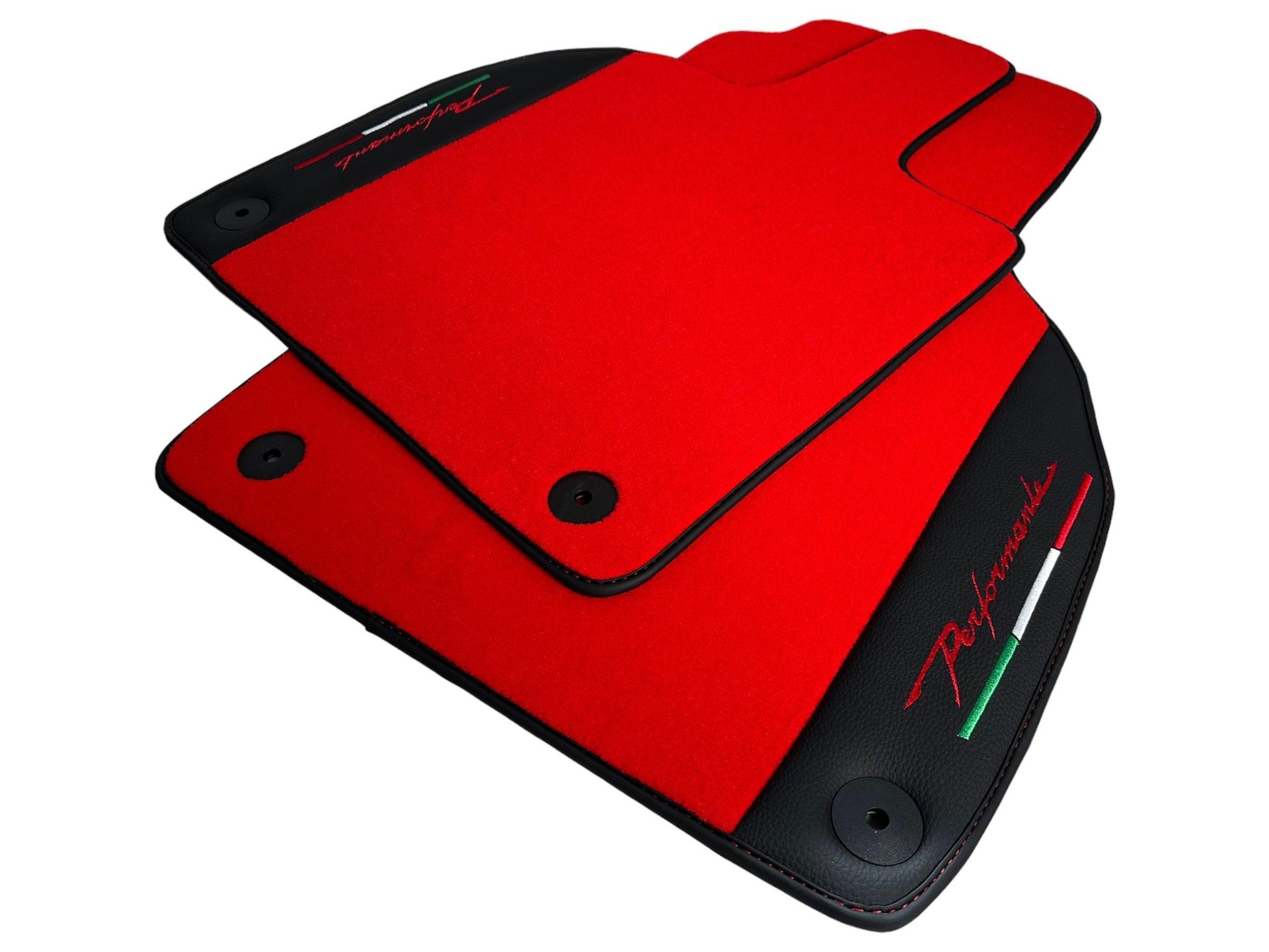 Red Floor Mats for Lamborghini Aventador With Black Leather - AutoWin