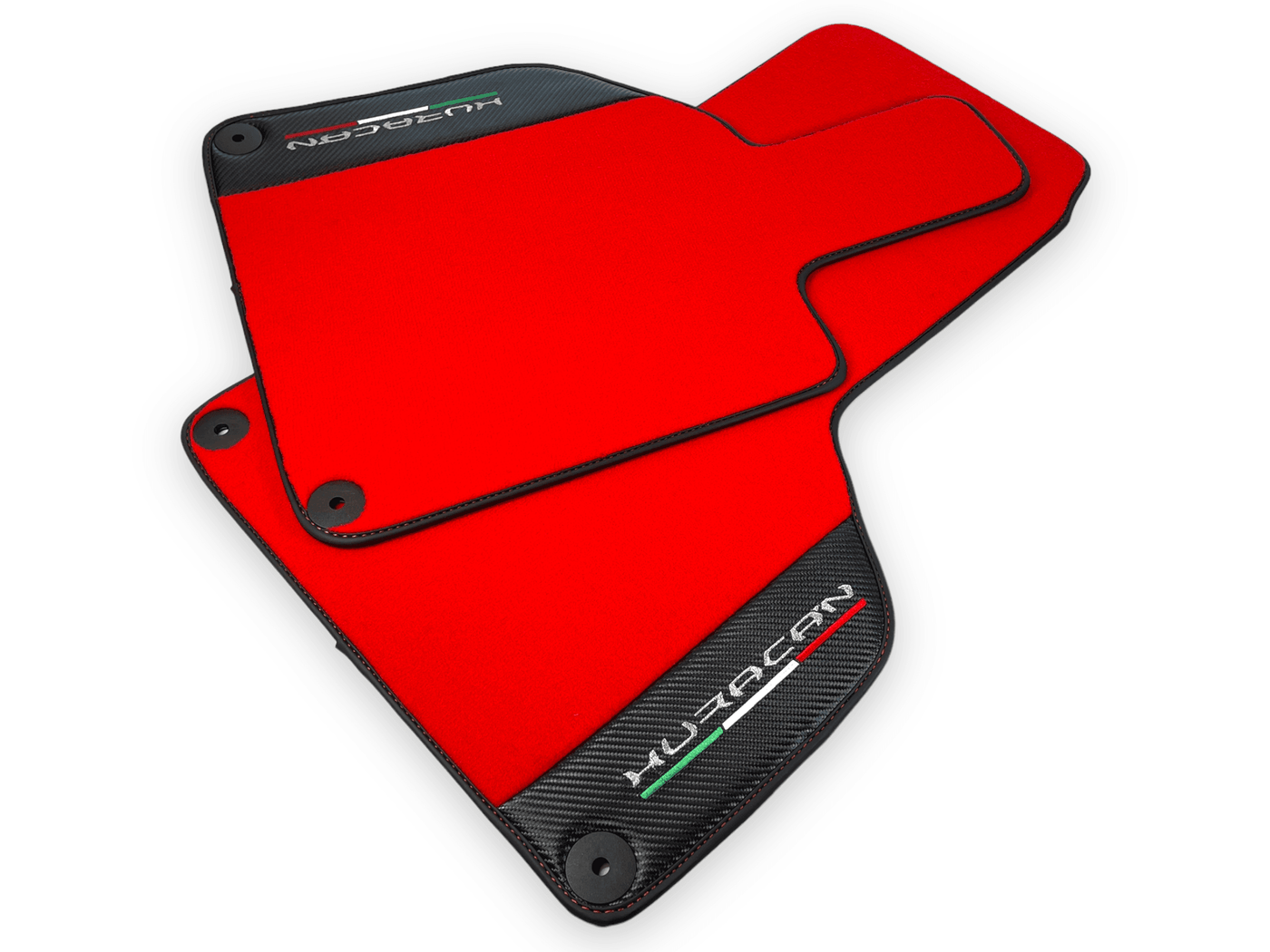 Red Floor Mats for Lamborghini Huracan With Carbon Fiber Leather - AutoWin