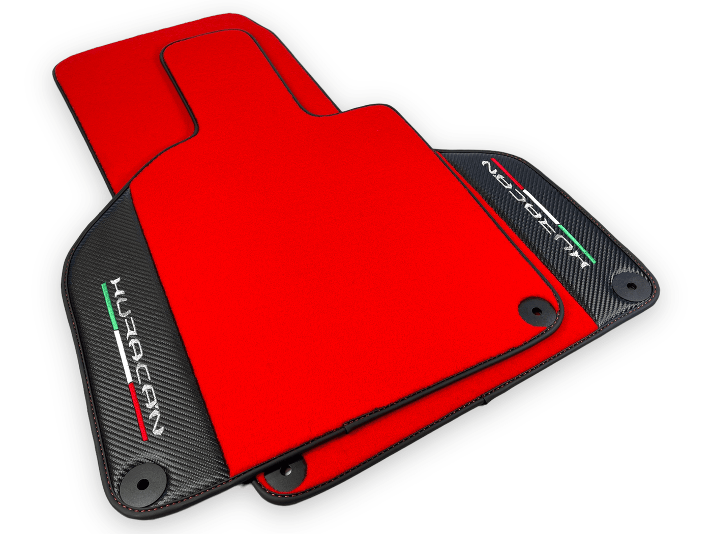 Red Floor Mats for Lamborghini Huracan With Carbon Fiber Leather - AutoWin