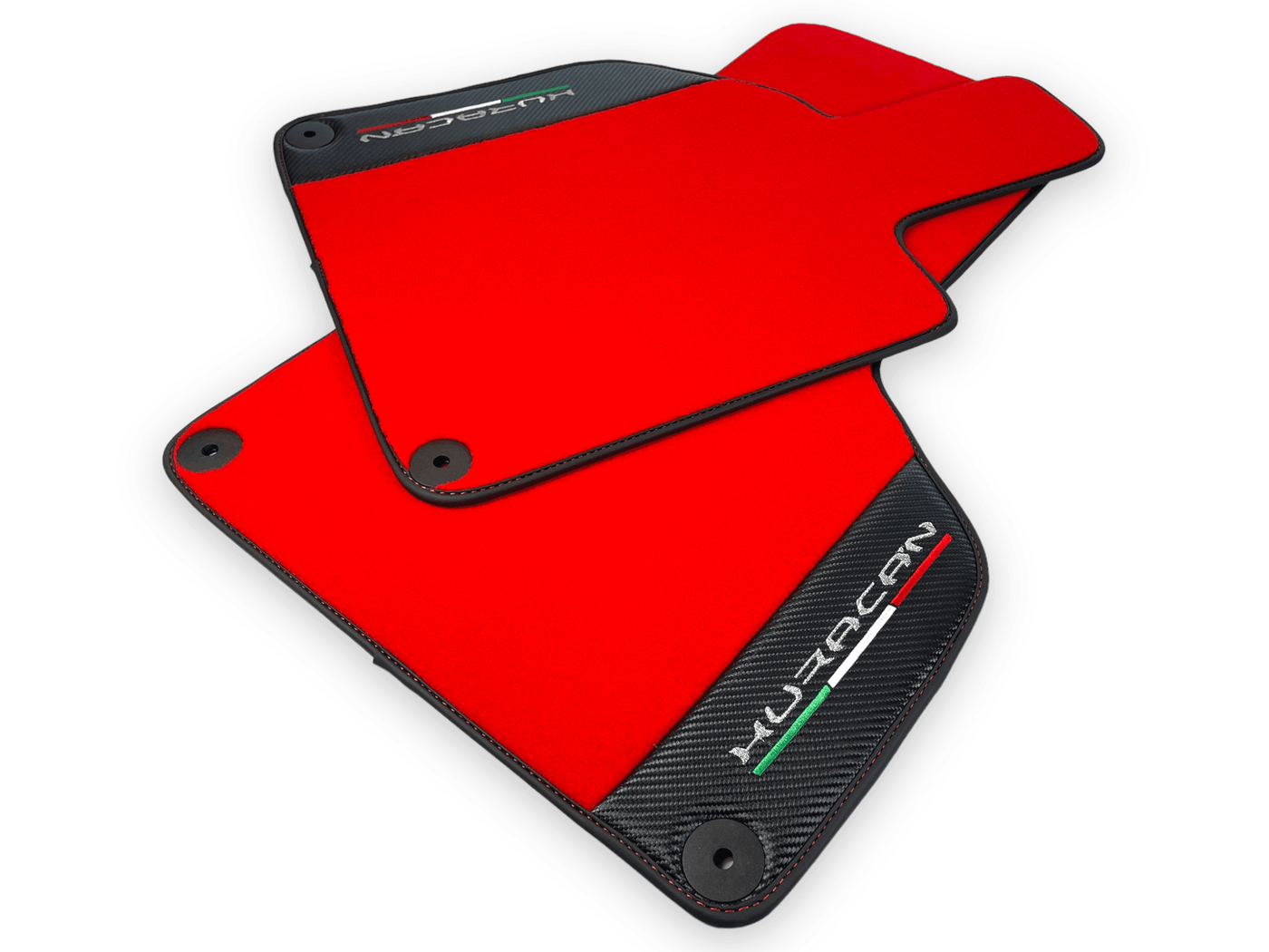 Red Floor Mats for Lamborghini Huracan With Carbon Fiber Leather - AutoWin
