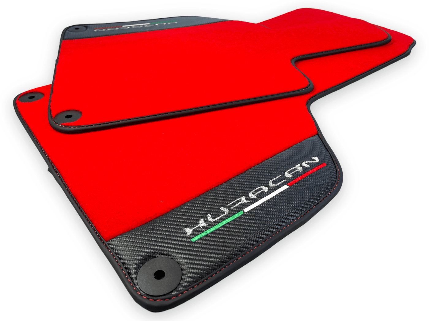 Red Floor Mats for Lamborghini Huracan With Carbon Fiber Leather - AutoWin