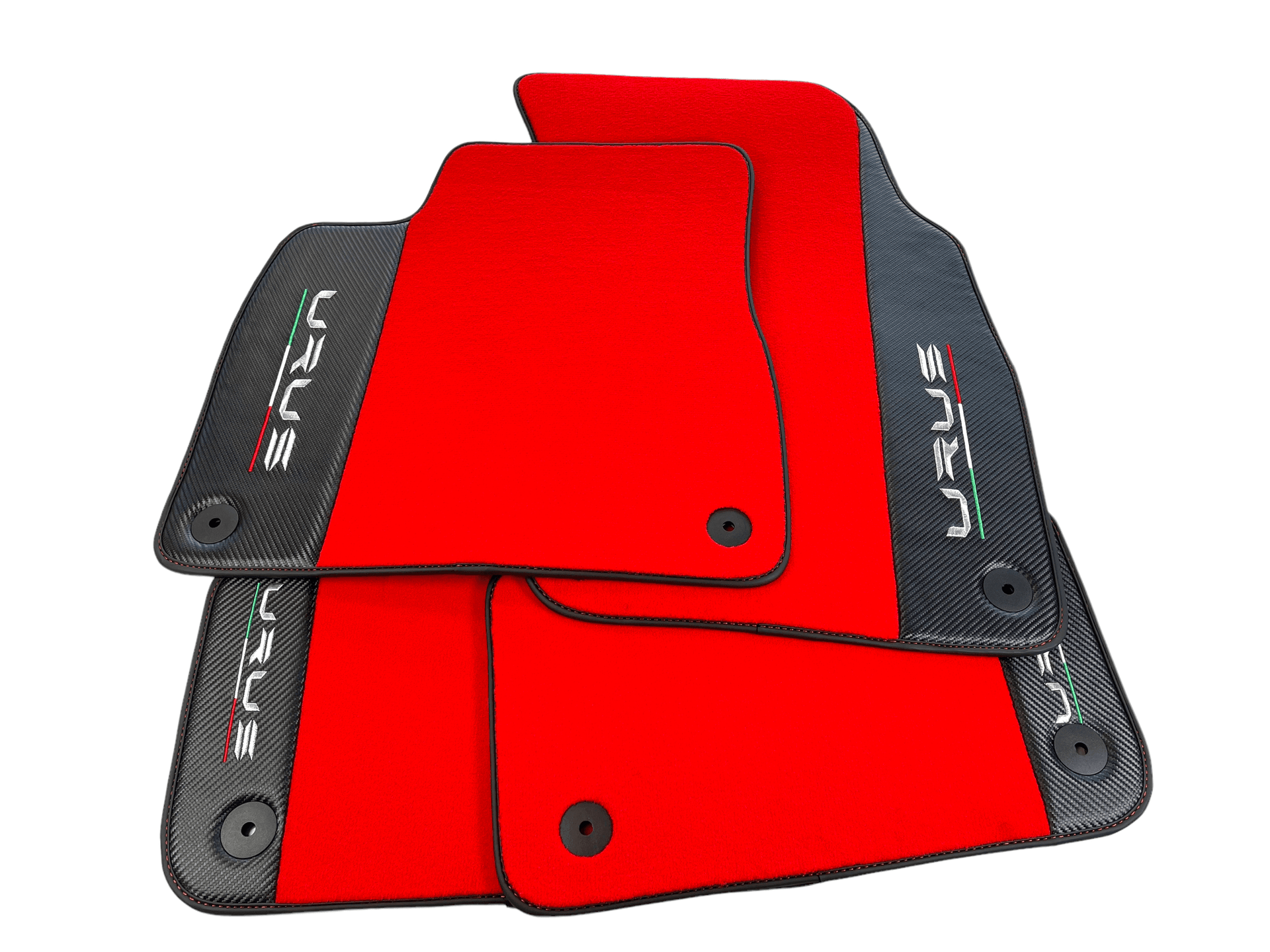 Red Floor Mats For Lamborghini Urus With Carbon Leather - AutoWin