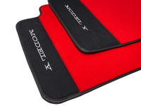 Red Floor Mats For Tesla Model Y With Alcantara Leather - AutoWin
